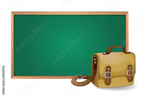 green board and school bag