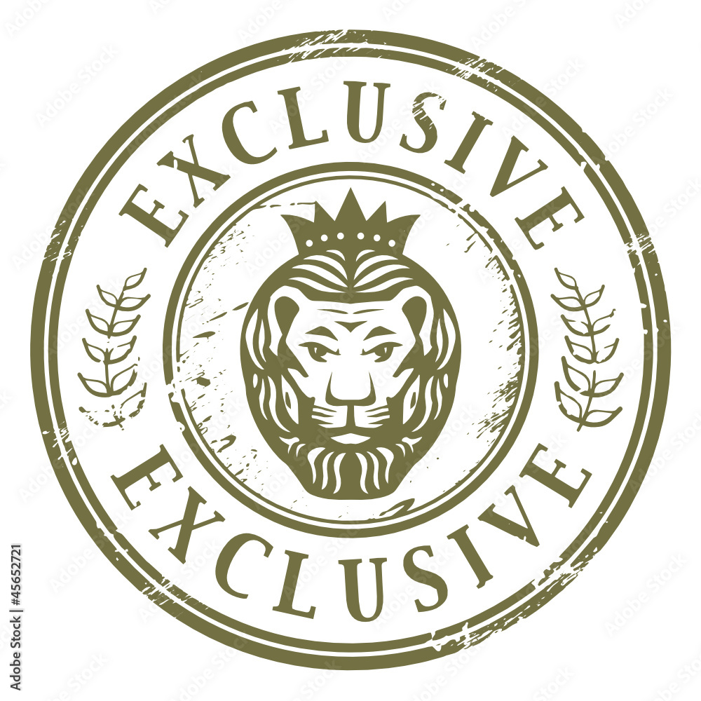 Grunge rubber stamp with Lion head and the word exclusive Grunge rubber stamp with Lion head and the word exclusive
