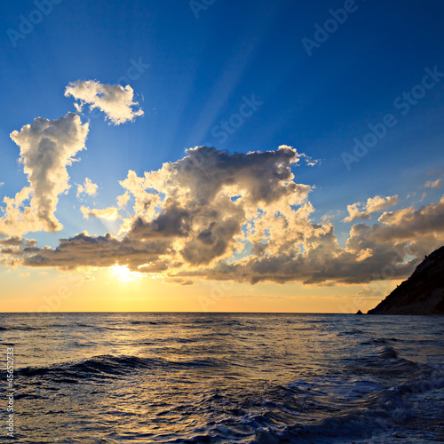 Marina di Portonovo (AN), alba con vista sulla Vela photo