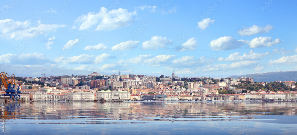 The Trieste City over a Adriatic sea. 