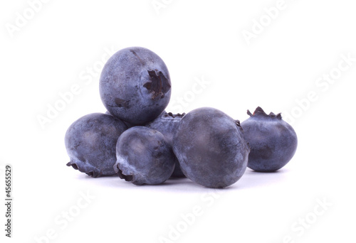 Blueberries closeup on white background