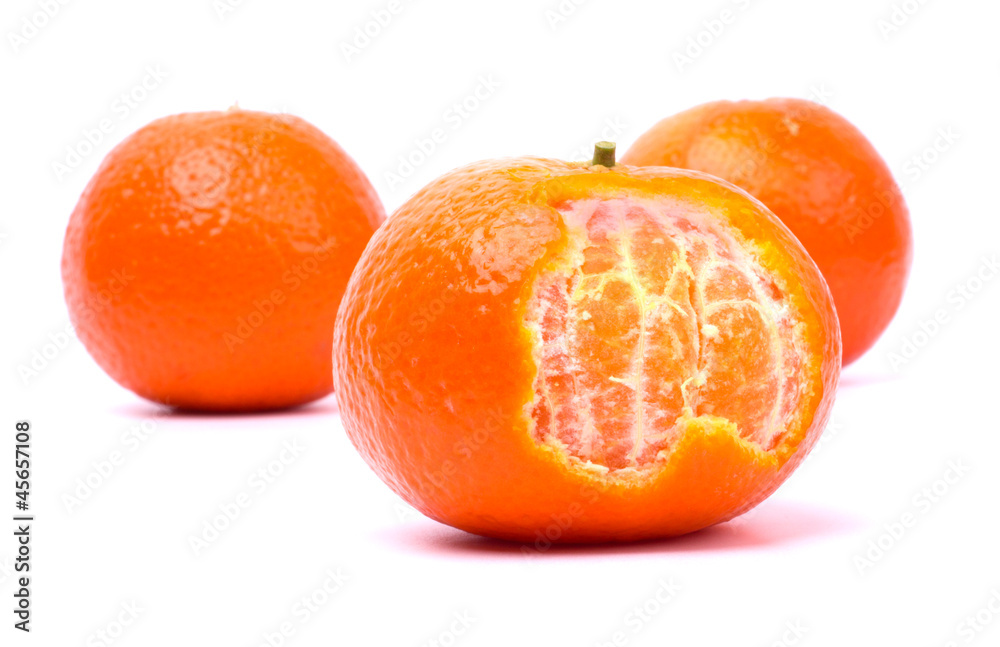Ripe tangerines isolated on white background Ripe tangerines isolated on white background