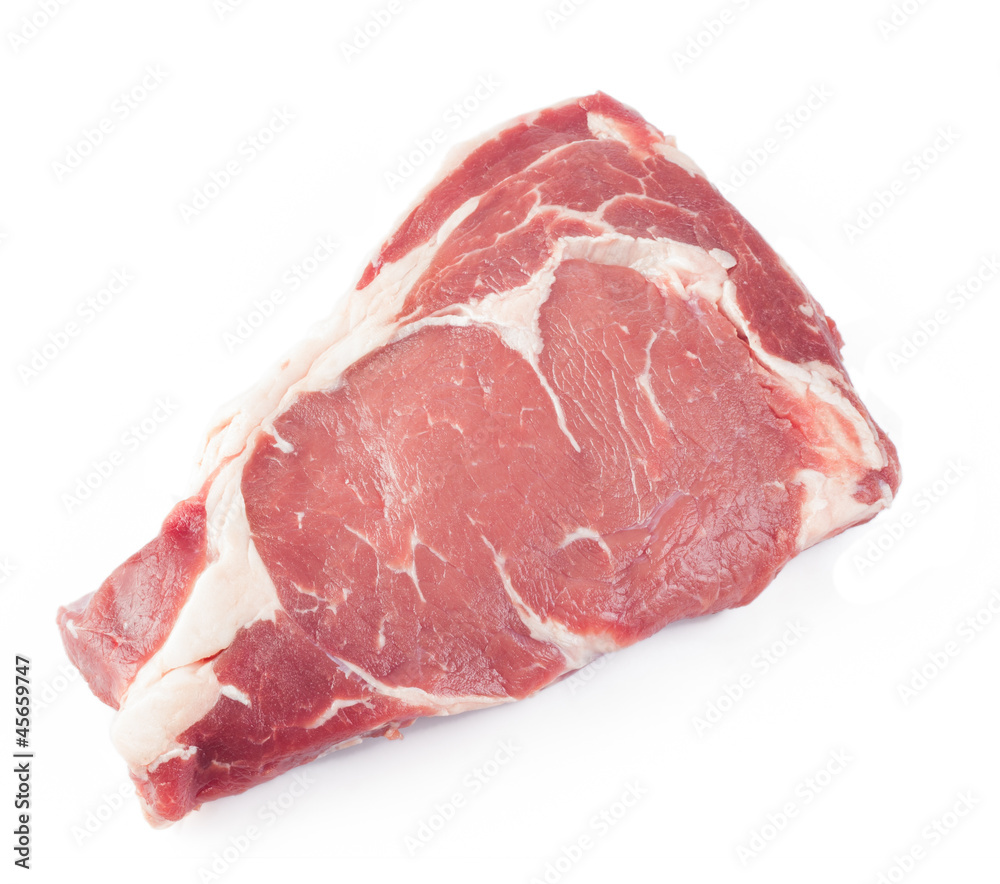 Raw steak isolated