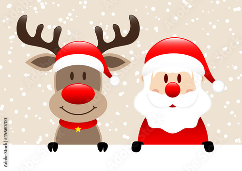 Rudolph & Santa Label Snow Beige photo
