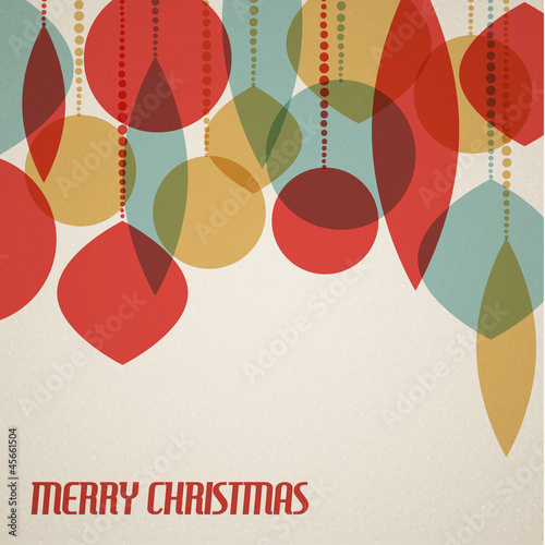 Retro Christmas card with christmas decorations