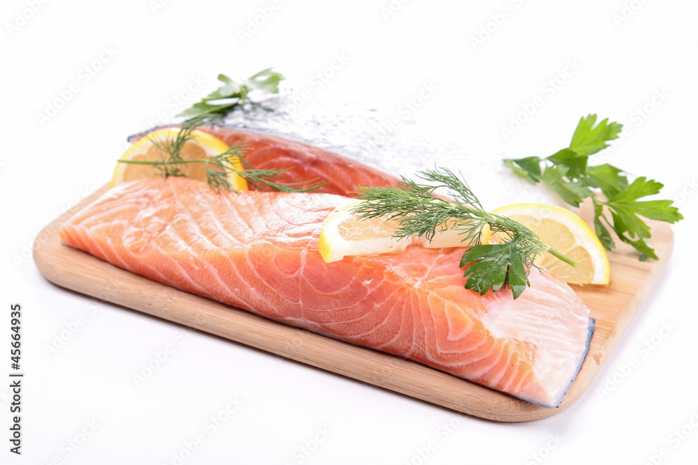 isolated raw salmon