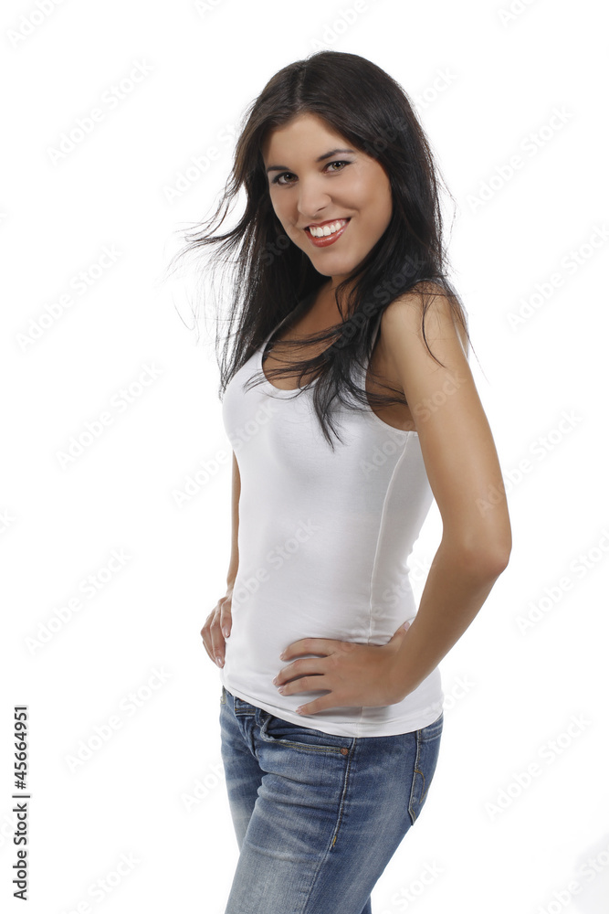 Hübsche Frau im weißen Top Hübsche Frau im weißen Top