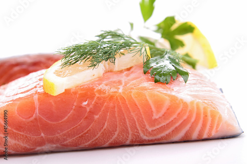 isolated raw salmon