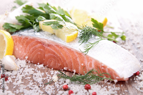 raw salmon and ingredient