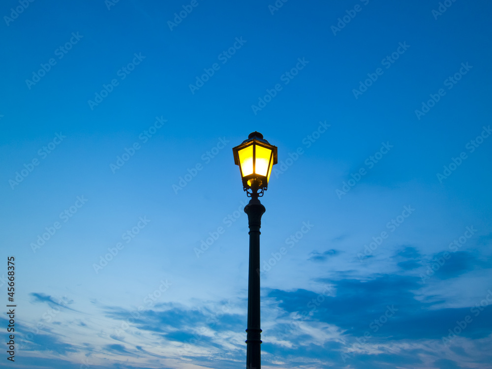 street lamp on evening sky background