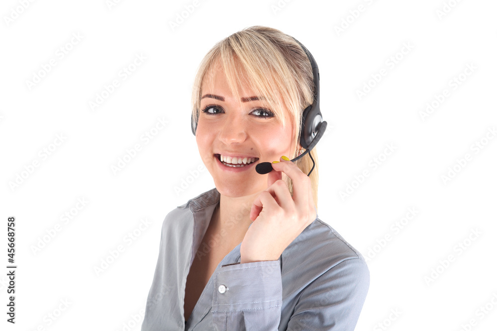 Frau mit Headset