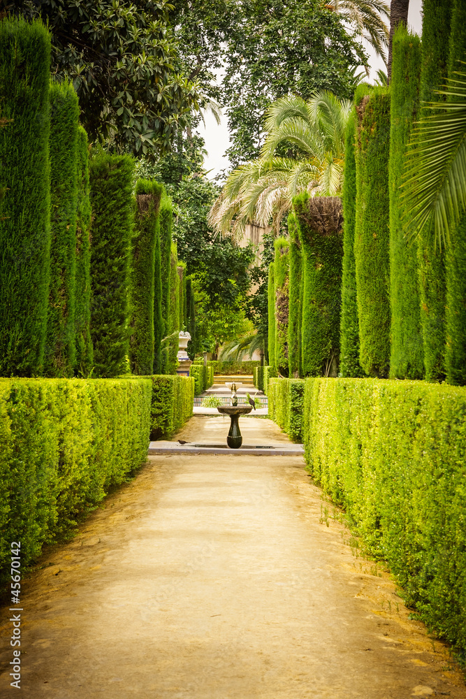 Garden of the Poets in Alcazar, Sevilla