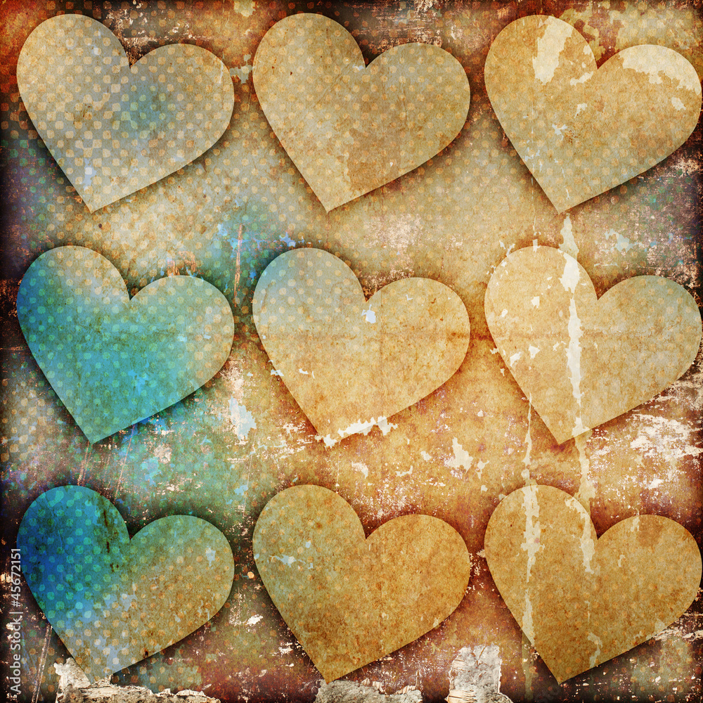 hearts on grunge background hearts on grunge background