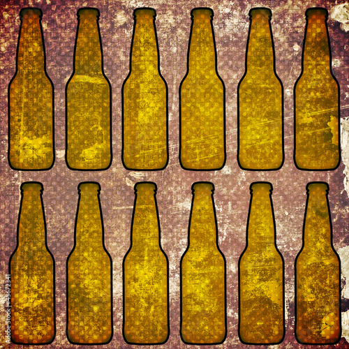 grunge background with beer bottles