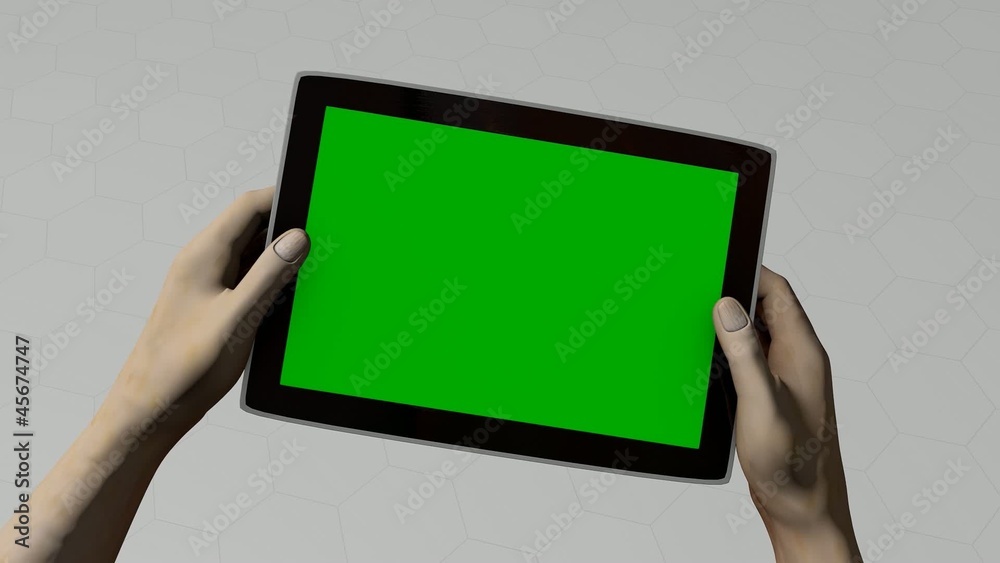 Tablet pc gaming, alpha matte, green screen included.
