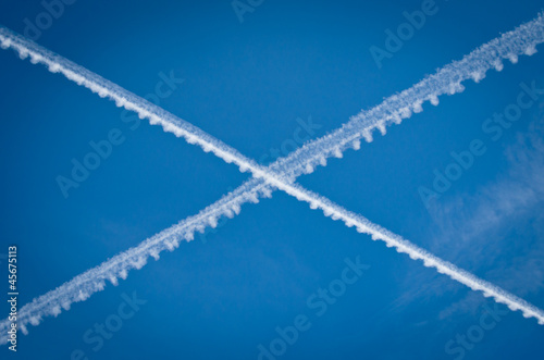 Flag of Scotland in airplane clouds photo