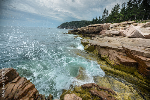 Ocean Waves crashing on the rocky shore of Acadia National Park