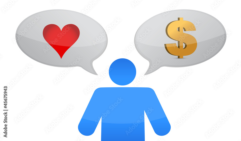 love vs money icon decision illustration design love vs money icon decision illustration design