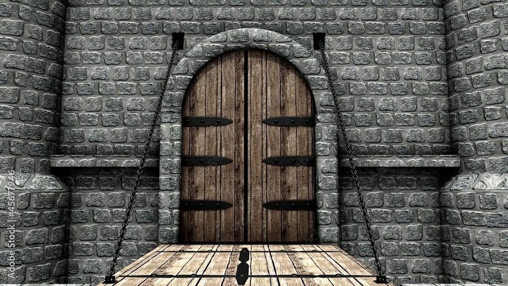 CG castle drawbridge, side view.