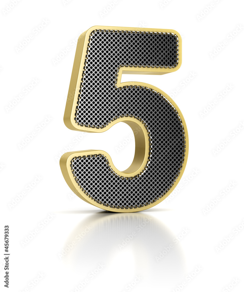 Number Five with perforated metal over white Number Five with perforated metal over white