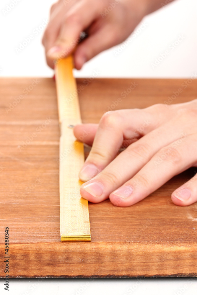 measuring wooden board close-up measuring wooden board close-up
