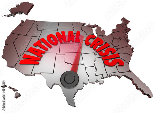Εκτύπωση καμβά National Crisis USA Map United States America Trouble