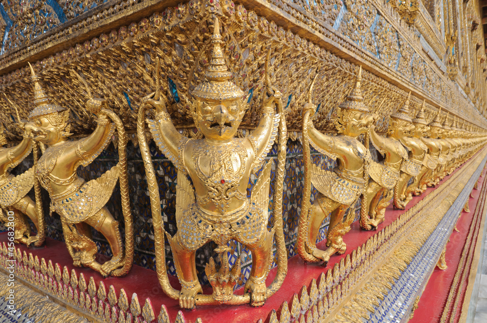 Golden Angel with Pagoda Wat Pra Kaeo, Thailand