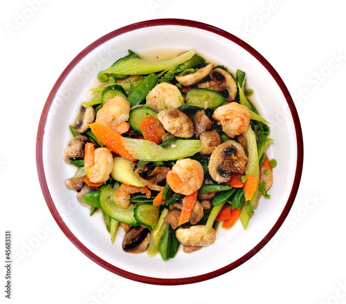 vegetable and shrimp isolated