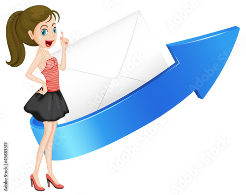 girl, arrow and envelop