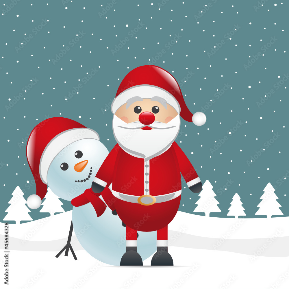 snowman behind santa claus snowman behind santa claus