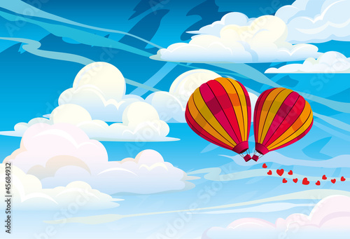 Couple red hot air balloons