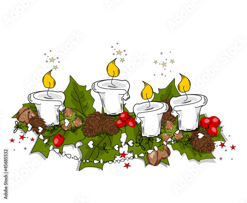 Advent, Weihnachten Karte mit Kerzen