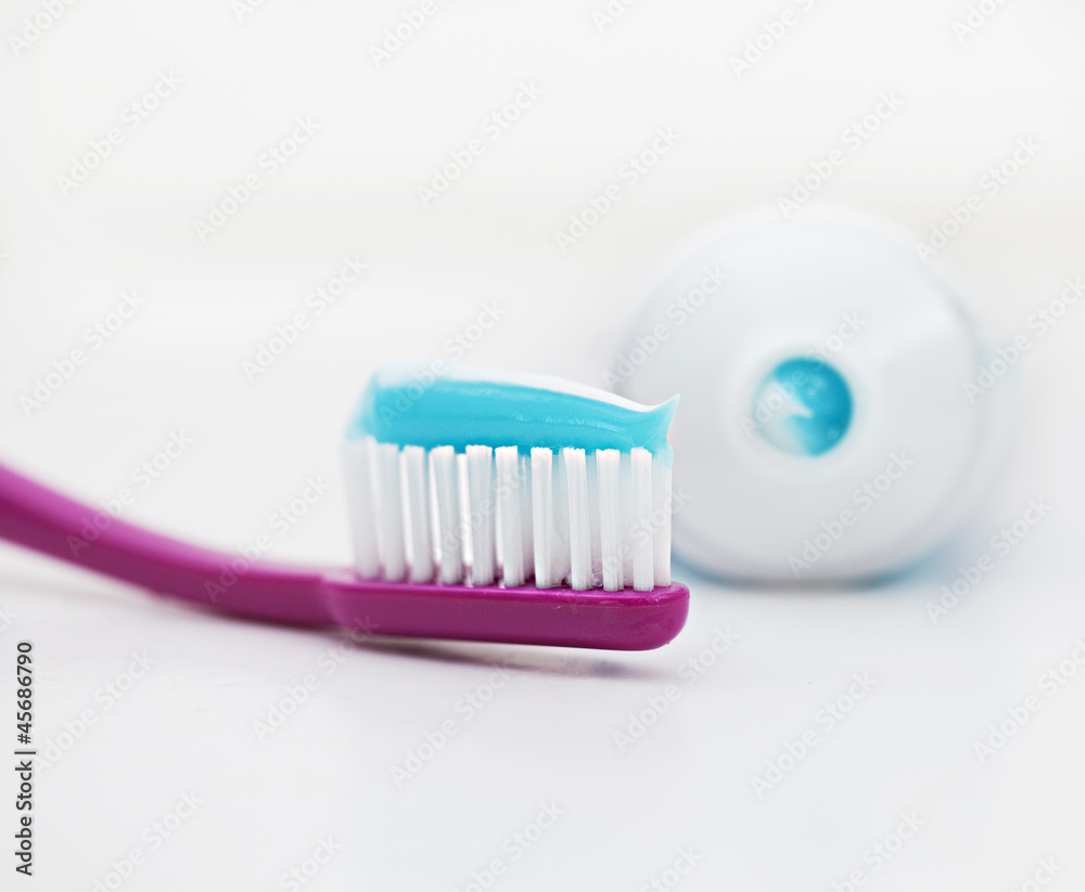 Tooth brush with paste on white background Tooth brush with paste on white background