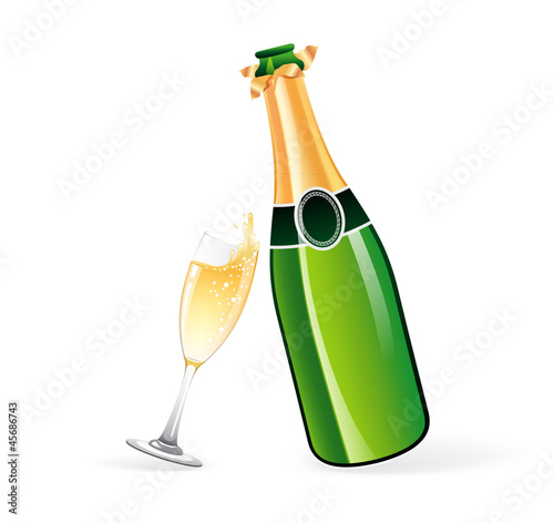 Champagne bottle and glass