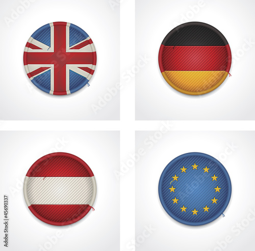 Vector flags of countries as fabric badges