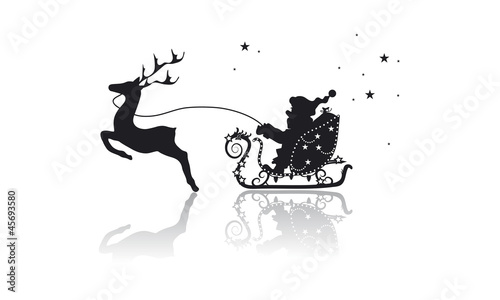 Weihnachtsmann mit Rentier im Schlitten