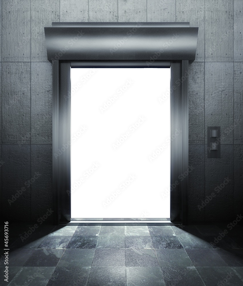 3d modern elevator with empty frame 3d modern elevator with empty frame