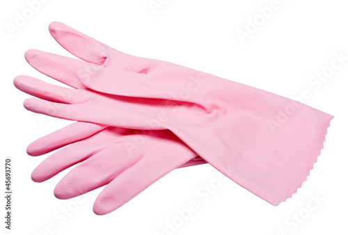 pink rubber gloves