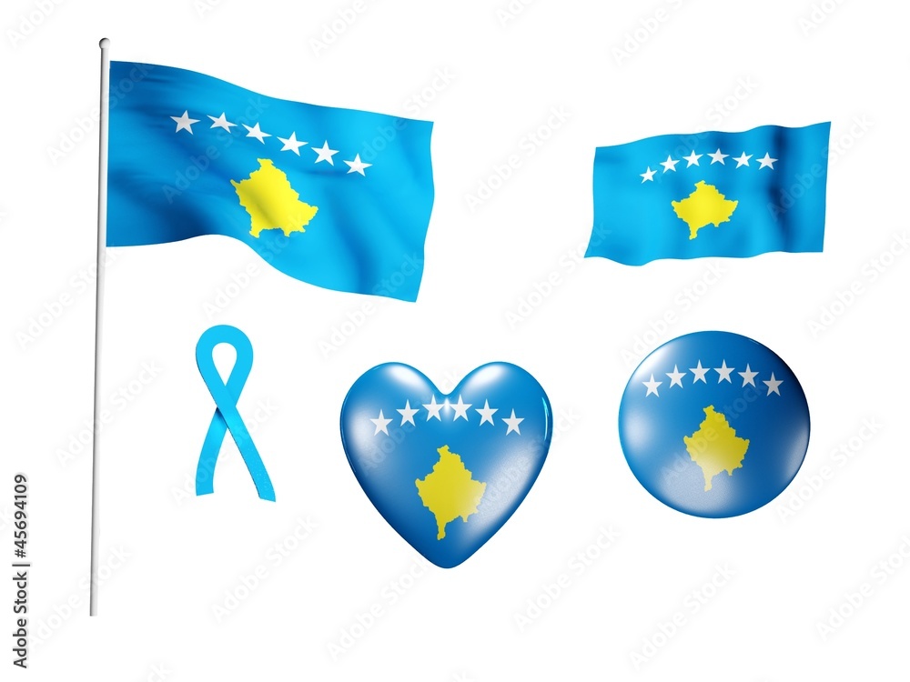 The Kosovo flag - set of icons and flags