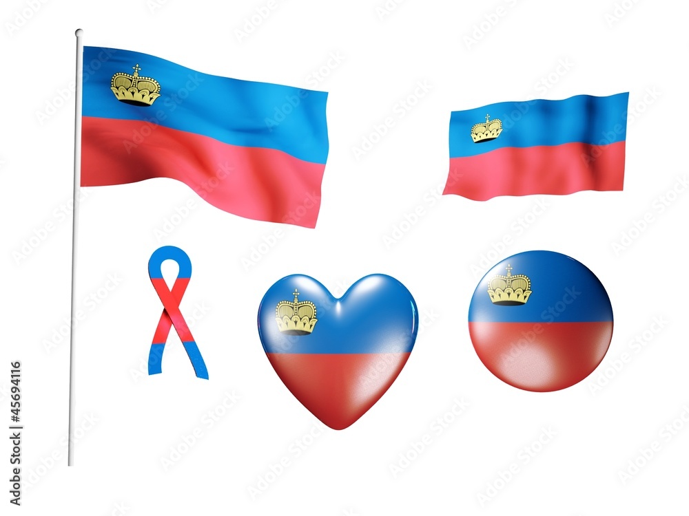 The Liechtenstein flag - set of icons and flags