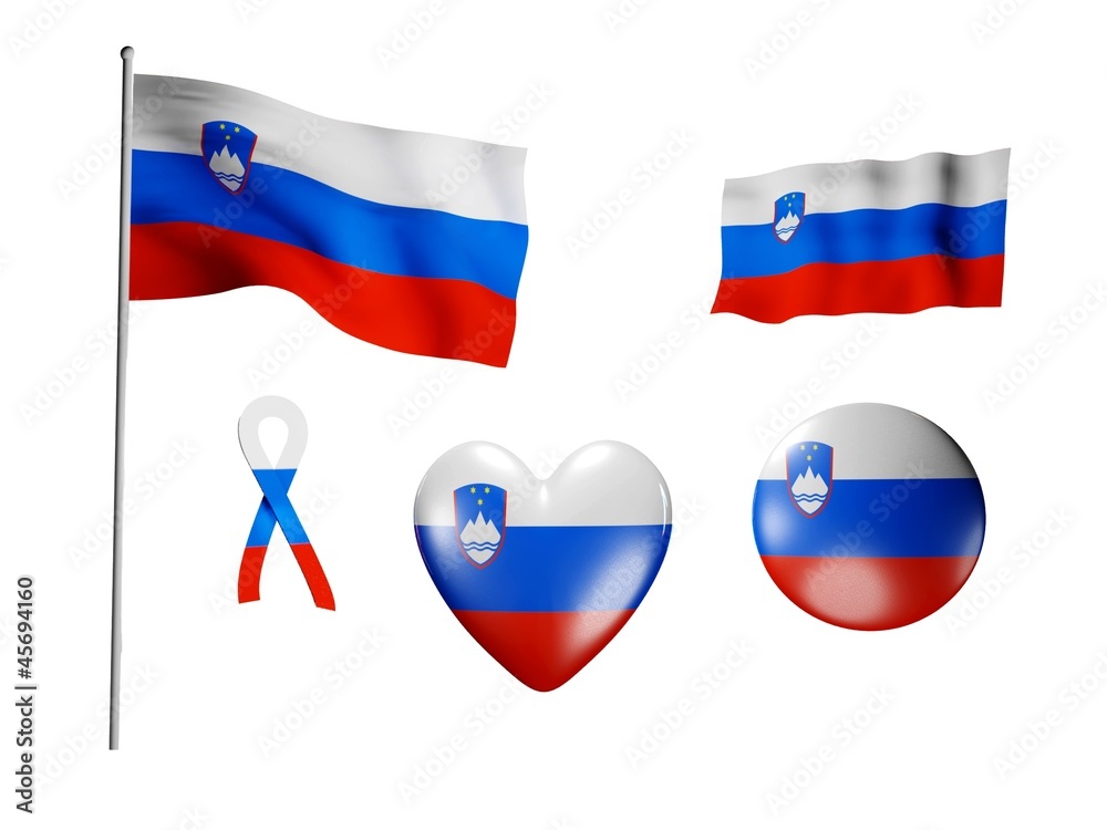 Fototapeta premium The Slovenia flag - set of icons and flags