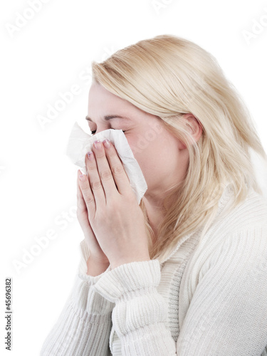 Blond young woman with handkerchief - isolated