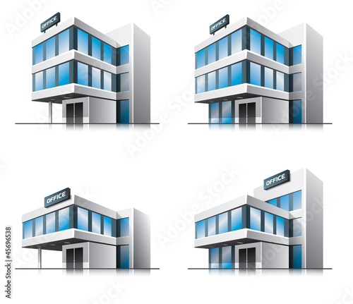 Four cartoon office vector buildings.