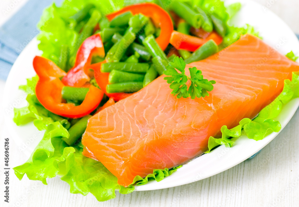 fresh smoked salmon fillet with vegetables fresh smoked salmon fillet with vegetables