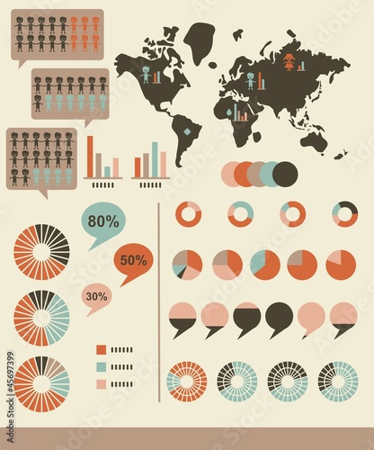 infographics charts with world map