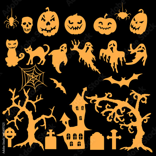 set of Halloween silhouettes