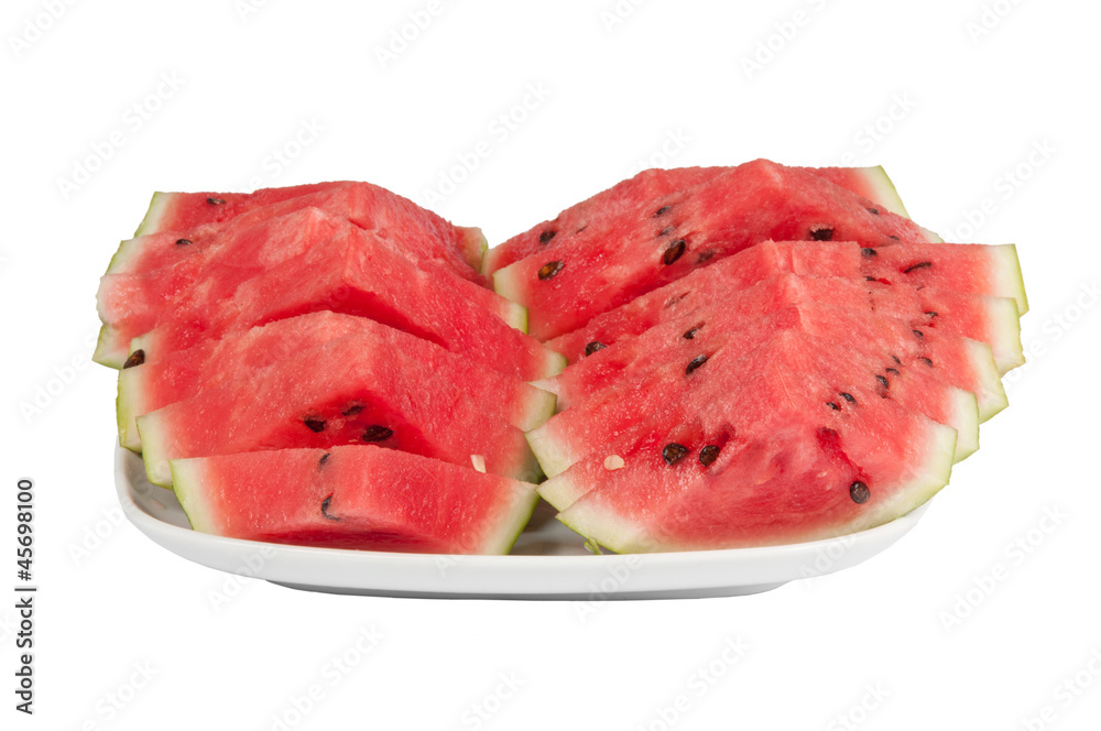 sliced watermelon on a large plate sliced watermelon on a large plate