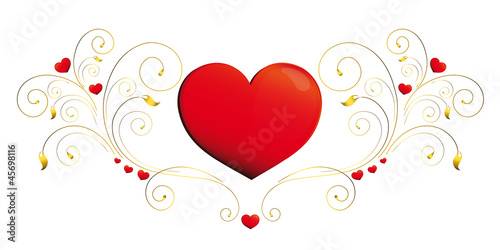 heart, hearts, red,krausens,gold, background