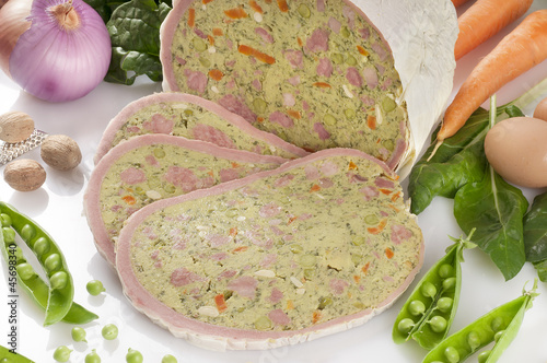 Stuffed breast of veal on white