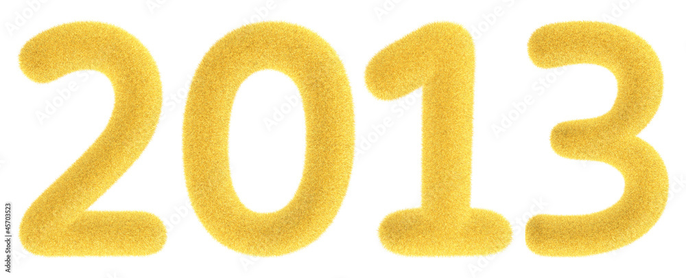 Furry yellow 2013 3d numbers isolated on the white background. Furry yellow 2013 3d numbers isolated on the white background.